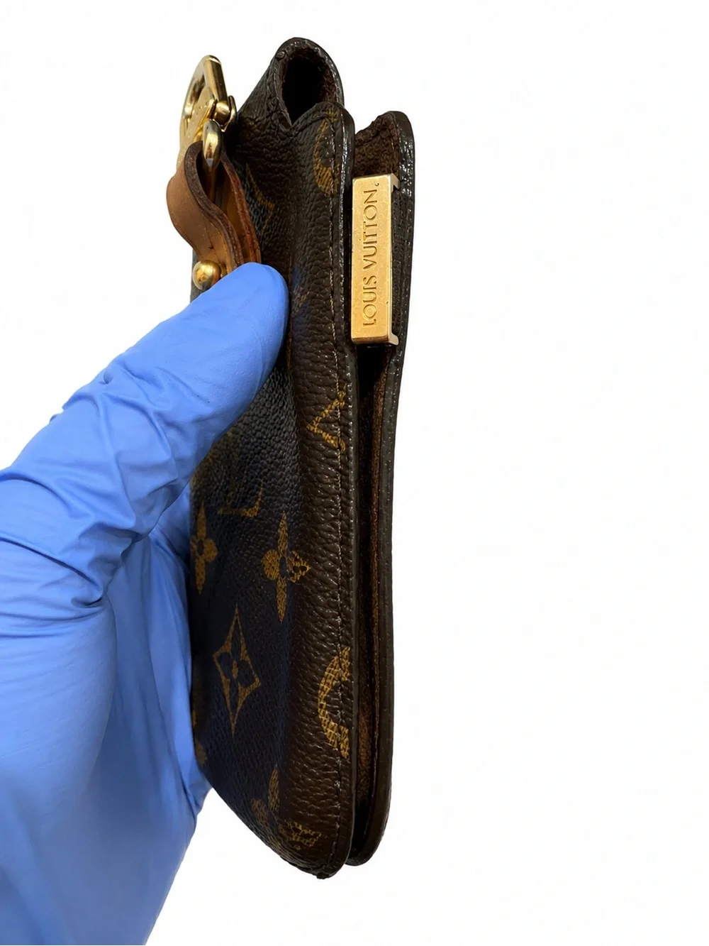 Louis Vuitton Monogram Phone Pouch Belt Bag Utility Holster Clip Case Brown